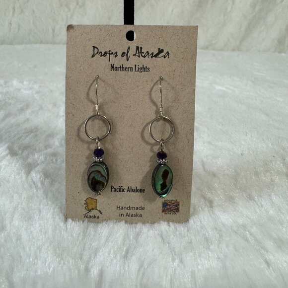 Brenner's Jewelry - Pacific Abalone Earrings Handmade In Alaska by Local Artist Northern Lights